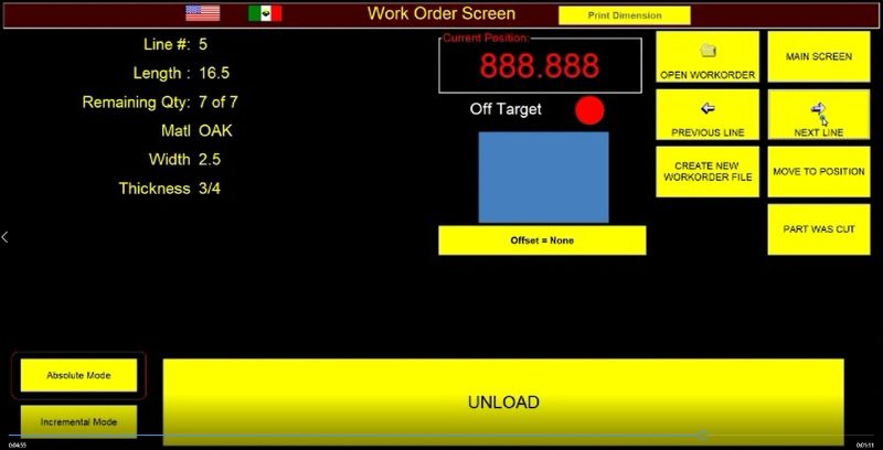 APS - Auto Pusher System Automatic Optimizing Industrial Upcut Saw System