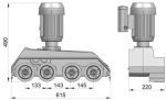 Steff 2044 4-Roll 4-Speed Feeder Machine Dimensions