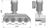 Steff 2048 4-Roll 8-Speed Feeder Dimensions
